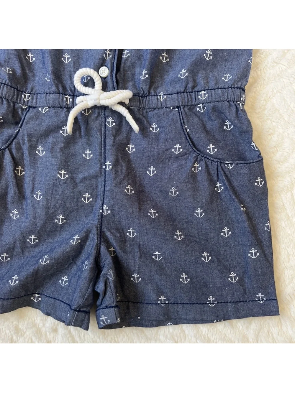 Gymboree Navy and White Anchor Print Sleeveless Romper size 7